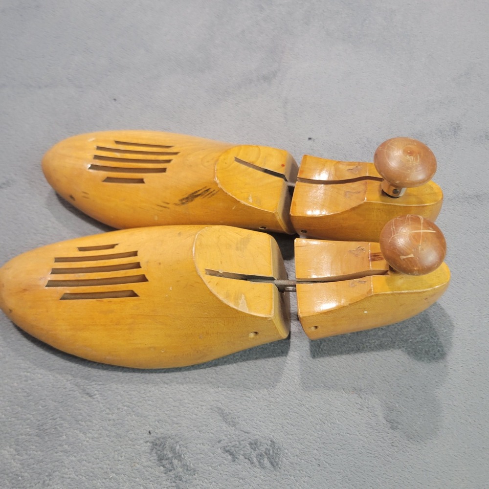 Shoe Trees Mens 7 Tan Wood‎ Adjustable Vintage Ventilated Shoe Shapers Pair